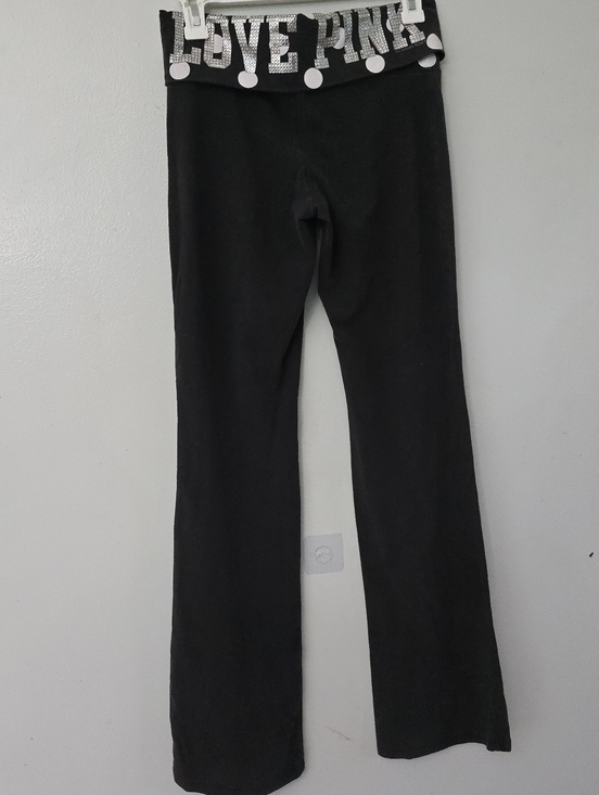 PINK Victoria's Secret Pants - PINK Victoria Secret RARE Y2K 2010s Foldover Bling Flare Leggings Small Mcbling